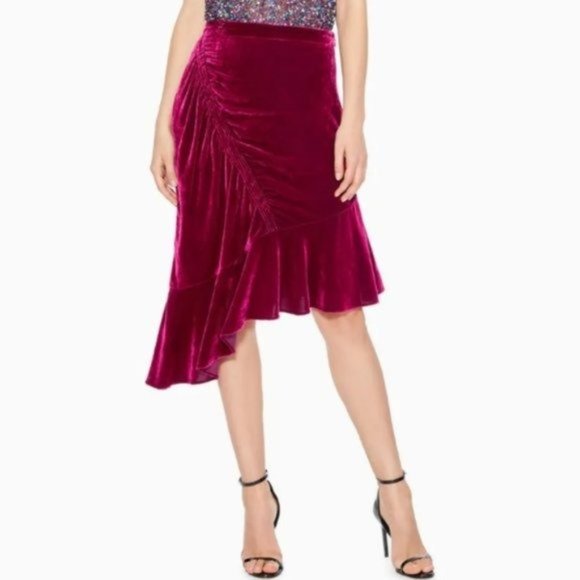 Parker Dresses & Skirts - SOLD Parker Astrid Pink Ruffle Velvet Midi Skirt